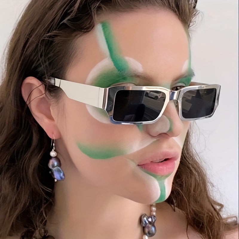 Square Metal Frame Sunglasses For Women Men Tinted Lens Glasses UV400