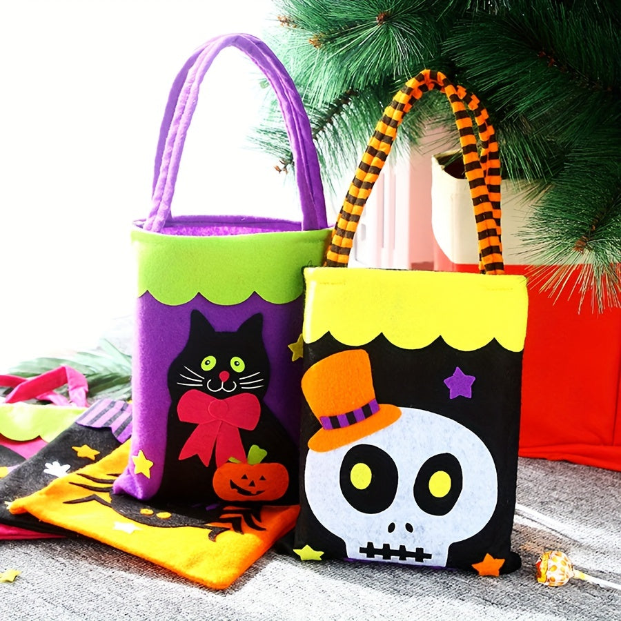Halloween Print Tote Bag Trick Or Treat Candy Bag Reusable Storage Basket