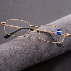 Light Blocking Reading Glasses Rectangle Lens Metal Glasses