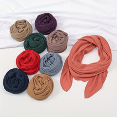 Solid Chiffon Scarf Pleated Hijab Shawl Head Wrap Scarves