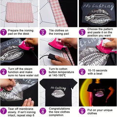 Sewing Machine Pattern Hot Transfer Stickers Iron on DIY for Clothing