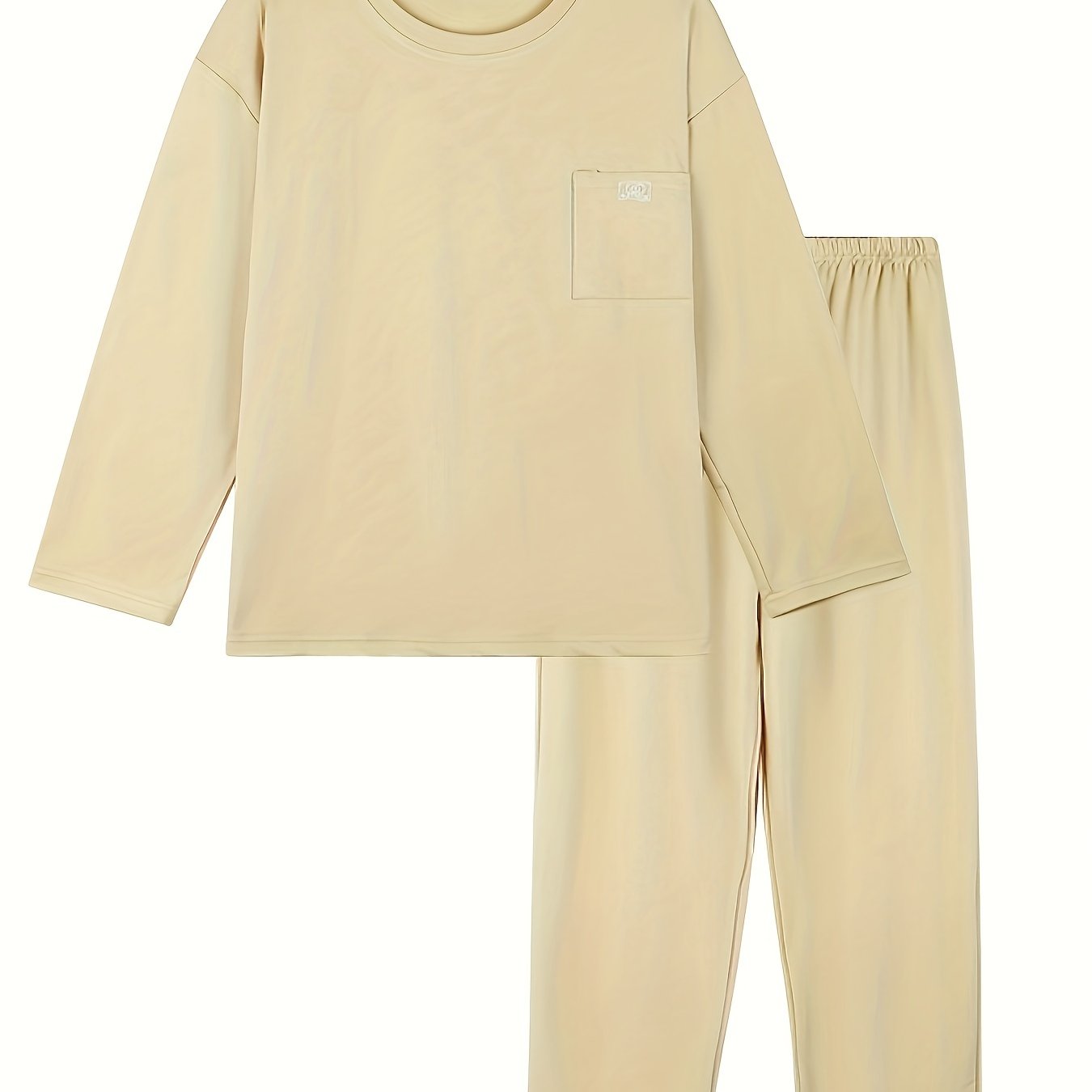 Long Sleeve Crew Neck Top & Elastic Waistband Pants Lounge Set