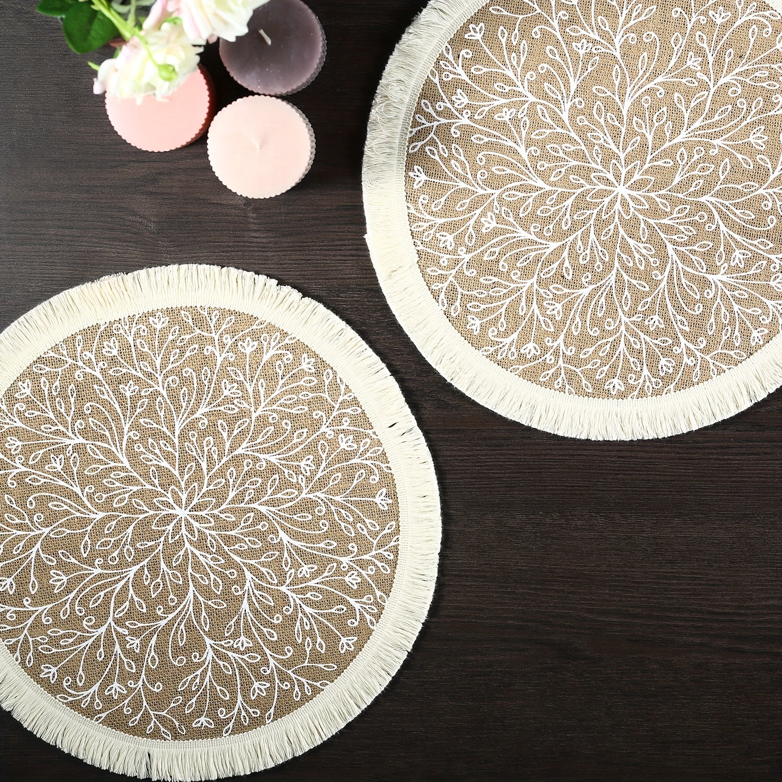 Boho Jute Placemat Tassel Waterproof Dustproof Anti Scalding