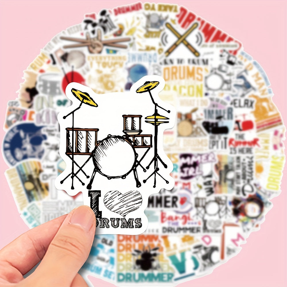 50pcs Rock Music Drum Waterproof Graffiti Stickers for Christmas Gift