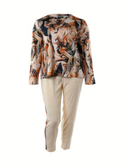 Women's Plus Marble Print Top & Pants Set