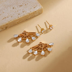 Zircon Geometric Earrings Rear Hanging Love Water Drop Earrings