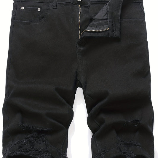 Men's Ripped Denim Shorts - Casual Street Style