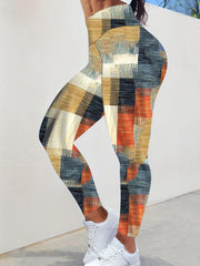  Colorblock Geometric Print Leggings