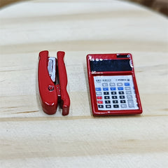 Metal Dollhouse Calculator & Stapler Set - DIY Scene Decor