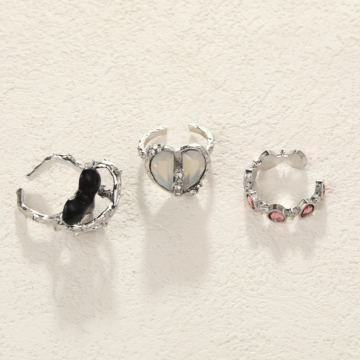 Y2k Sweet Heart Ring Inlaid Zircon Decor For Daily Outfits Lovely Gift