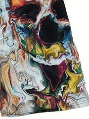 Men's 3D Print Skull Shorts Elastic Waistband for Summer Outdoor