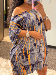  Tie Dye One Shoulder Mini Dress