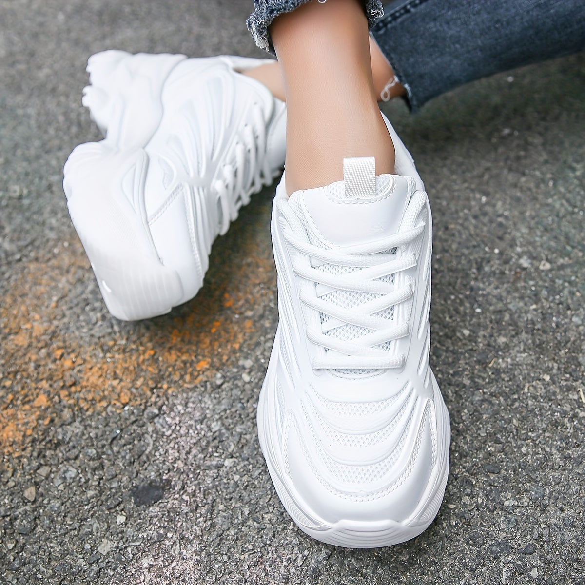 Non Slip Chunky Sneakers Lightweight Mesh Outdoor Running Shoes Women's