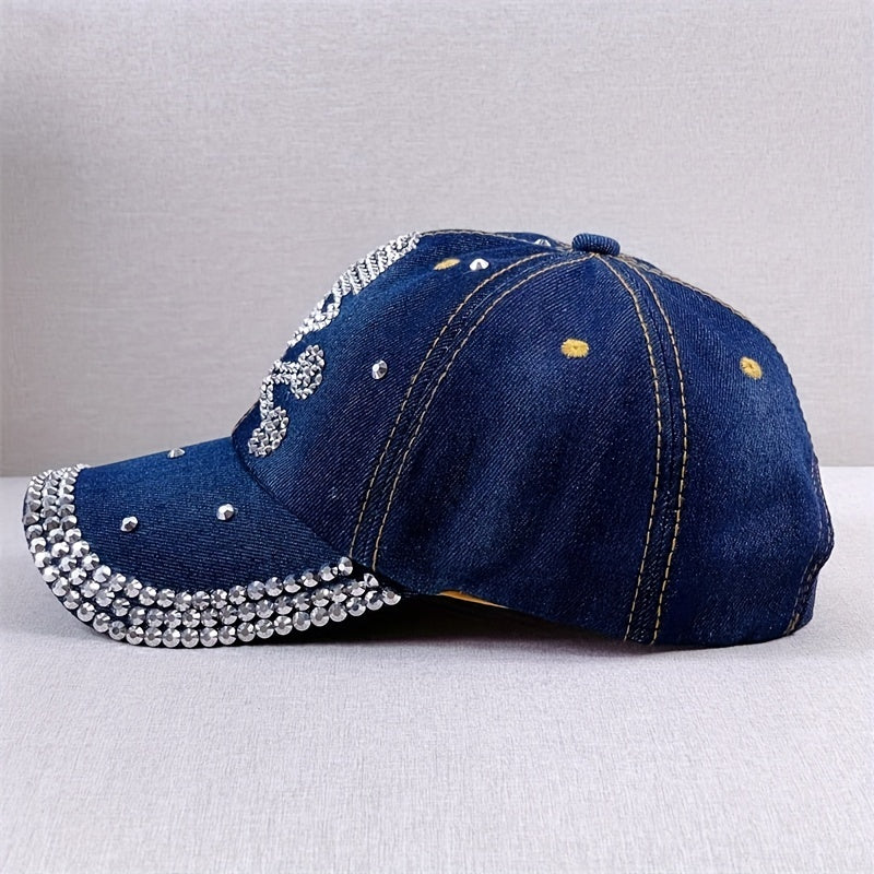 Skull Baseball Cap Rhinestone Washed Hip Hop Sun Hat Lightweight Dad Hats