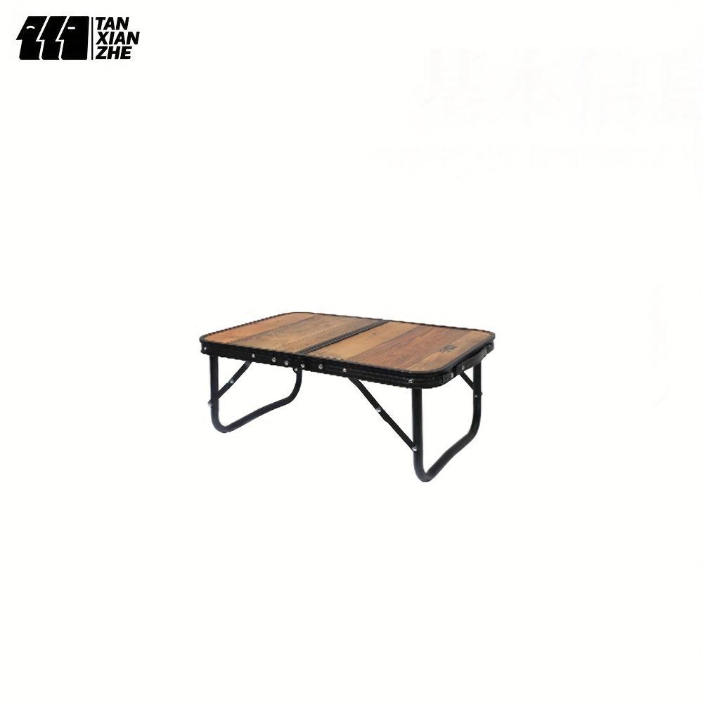 Portable Folding Camping Table Aluminum Vintage Wood Grain Finish