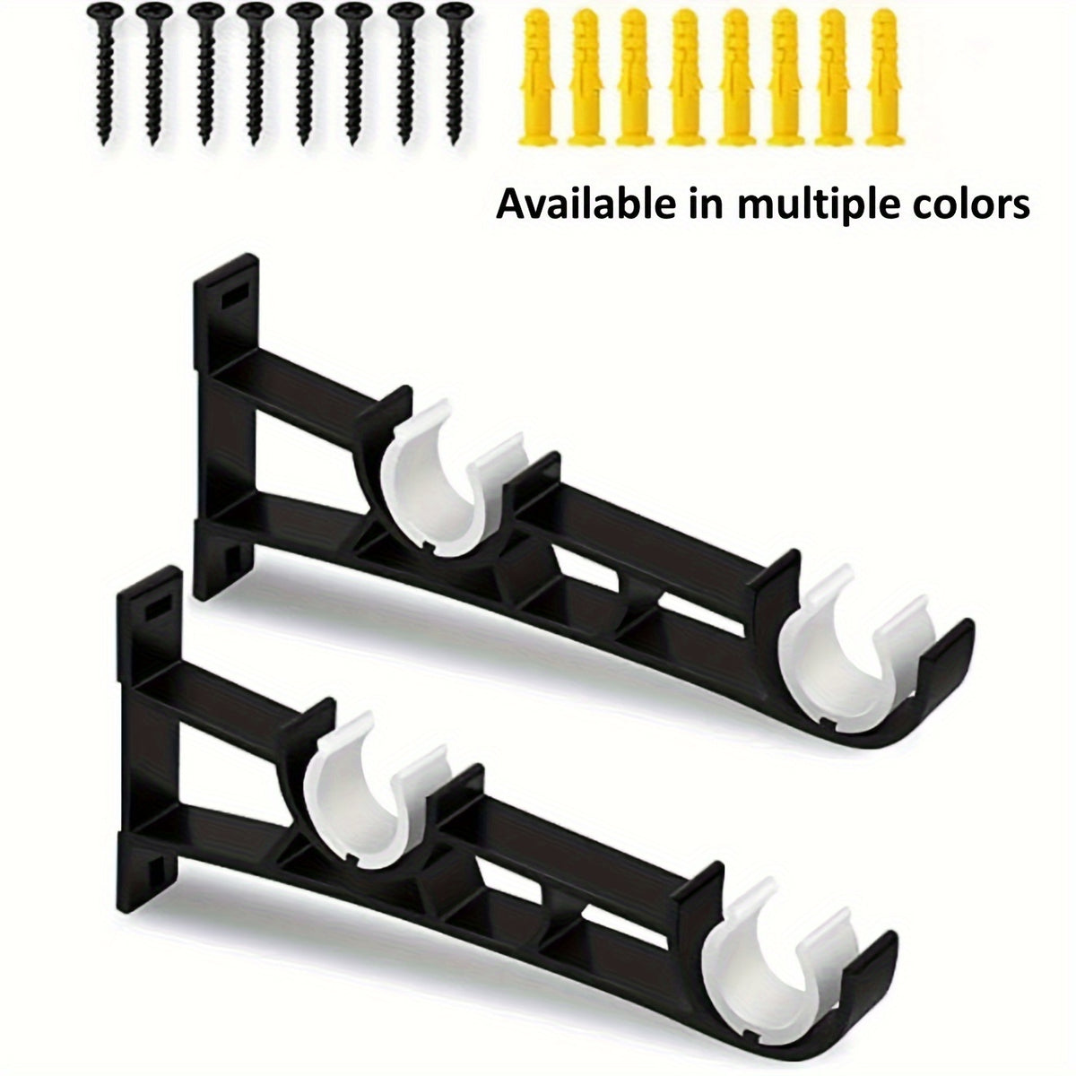 Heavy Duty Double Curtain Rod Brackets, Set of 2, Supports Up To 50kg