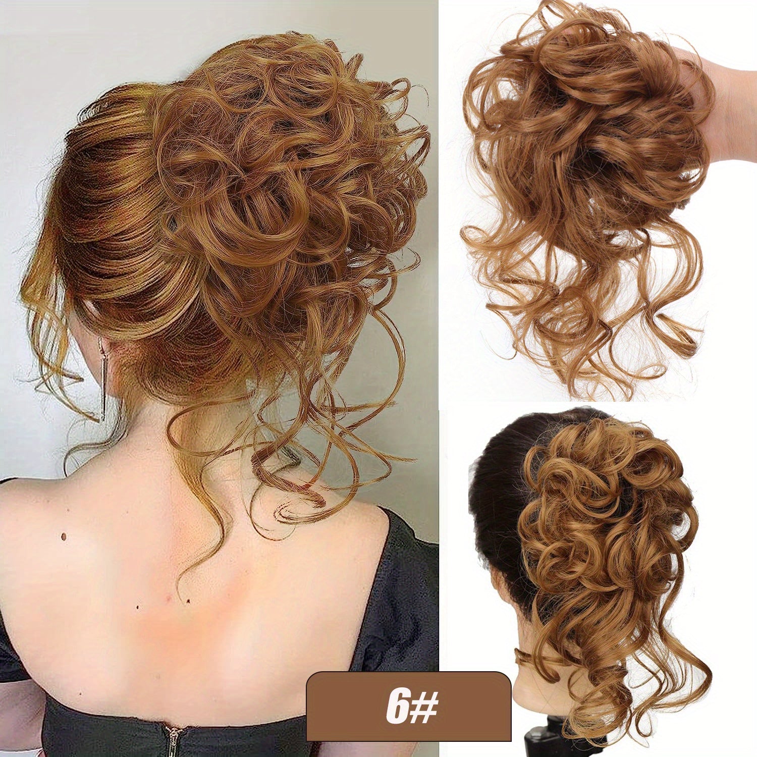 Women's Curly Hair Bun Chignon for Wedding Daily Use