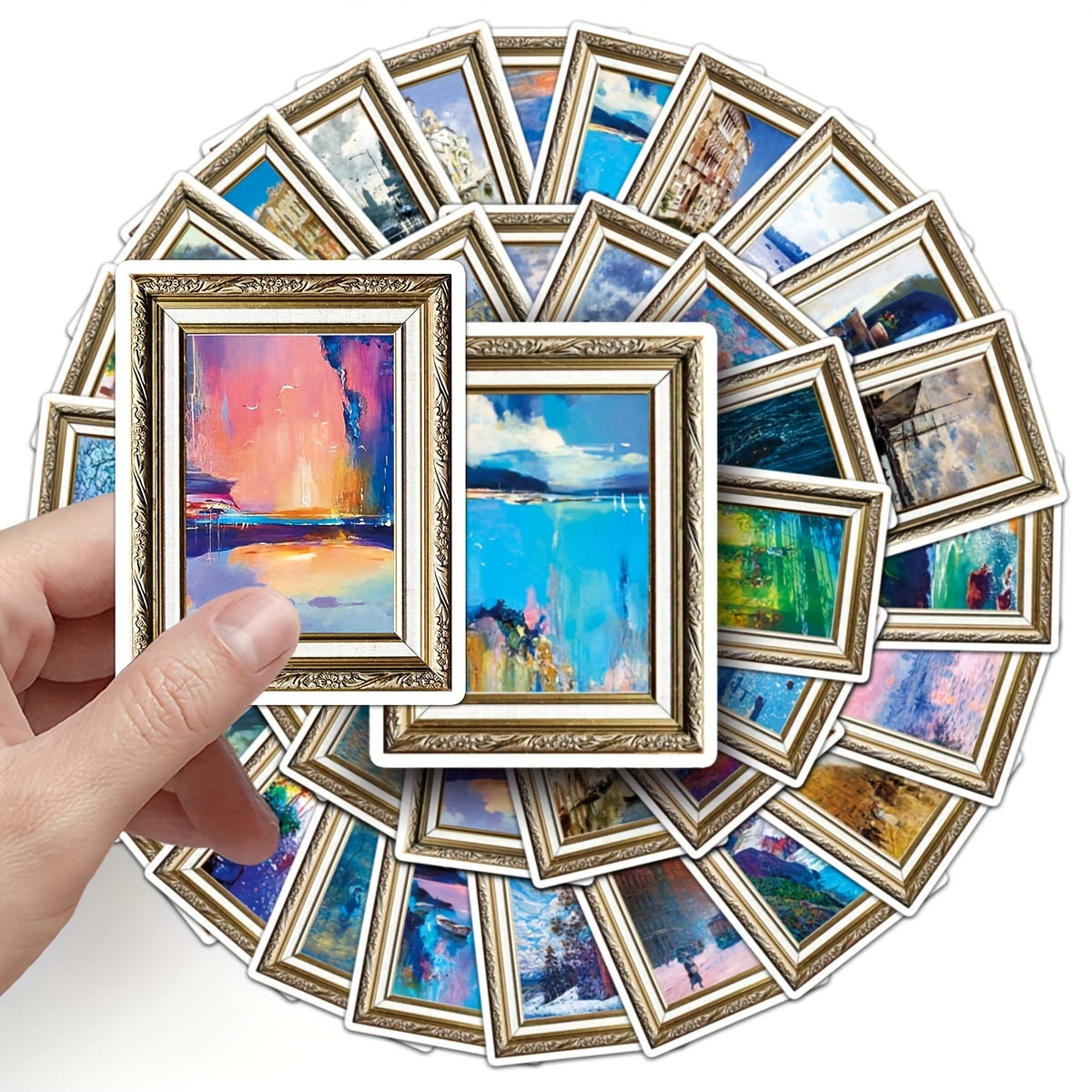 50pcs Painting Art Scenery Graffiti Stickers Waterproof Decorative Stickers