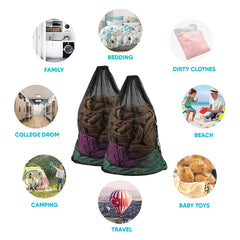 Large Mesh Laundry Bags 24x36in w/ Handles & Drawstring Closure
