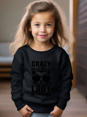 Girls Cat Pattern Crew Neck Sweatshirt Spring Fall Christmas Gift