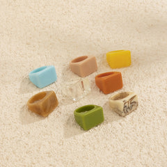 Colorful Square Resin Ring Chunky Stackable Joint Ring