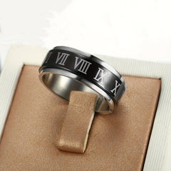 Stainless Steel Roman Numeral Spinner Ring - Anti Anxiety Spinner Rings