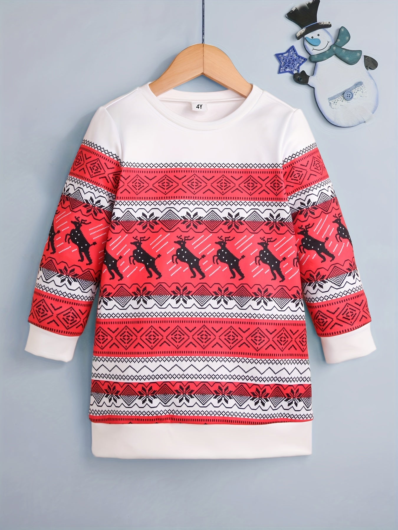 Girls' Christmas Fleece Longline Sweatshirt for Autumn & Winter