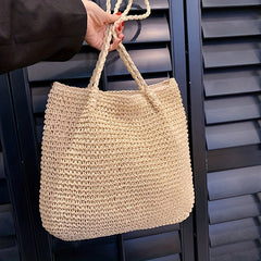 Large Straw Tote Bag Woven Beach Shoulder Bag for Travel