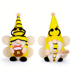 Sunflower Bee Gnome Plush Stuffed Animal for Spring Decor