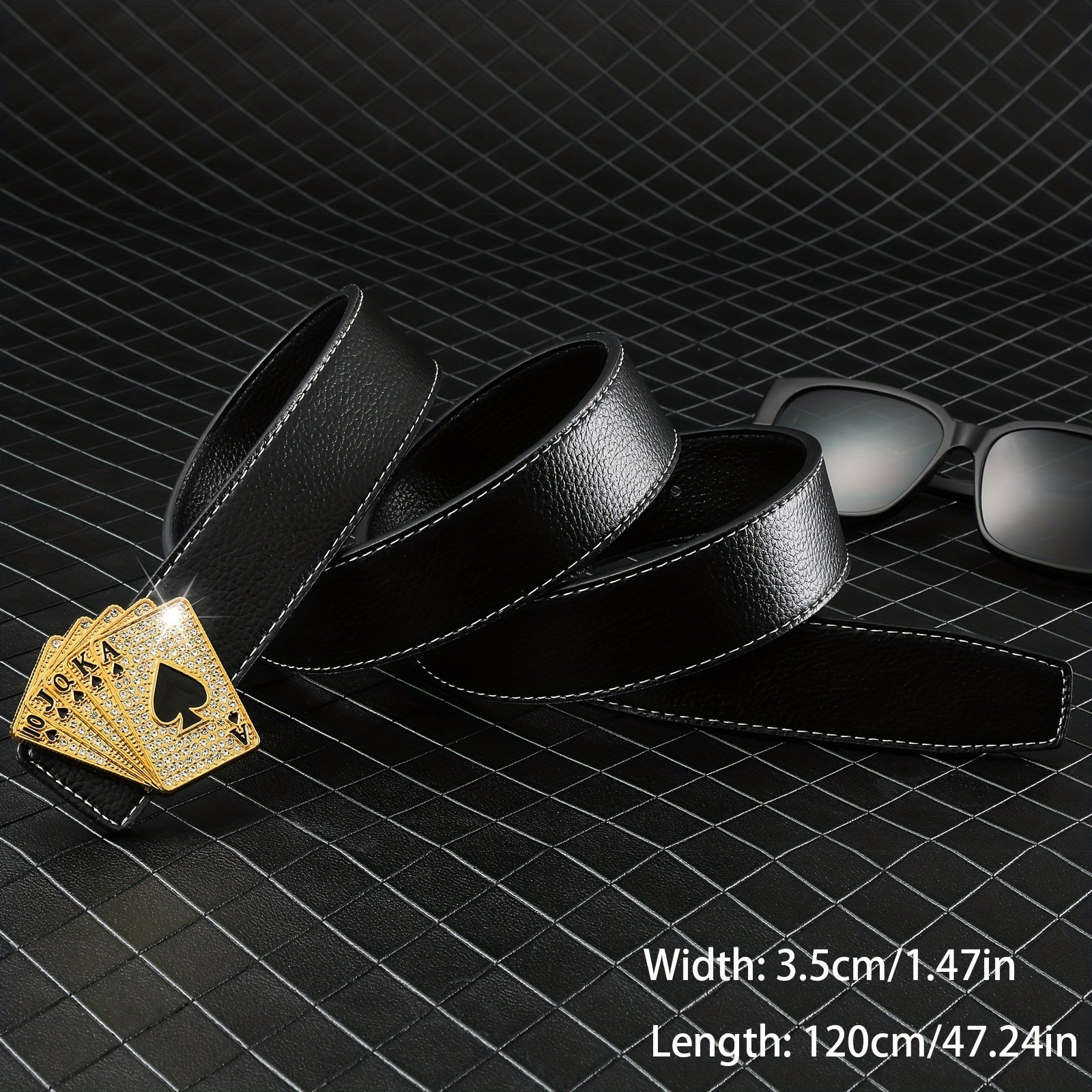 Poker Golden Buckle Belt Hip Hop Leather Belt Men