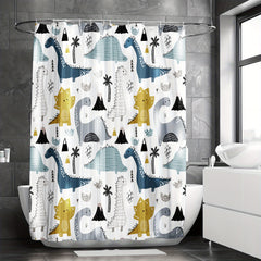 Colorful Dinosaur Shower Curtain Waterproof Bathroom Decor
