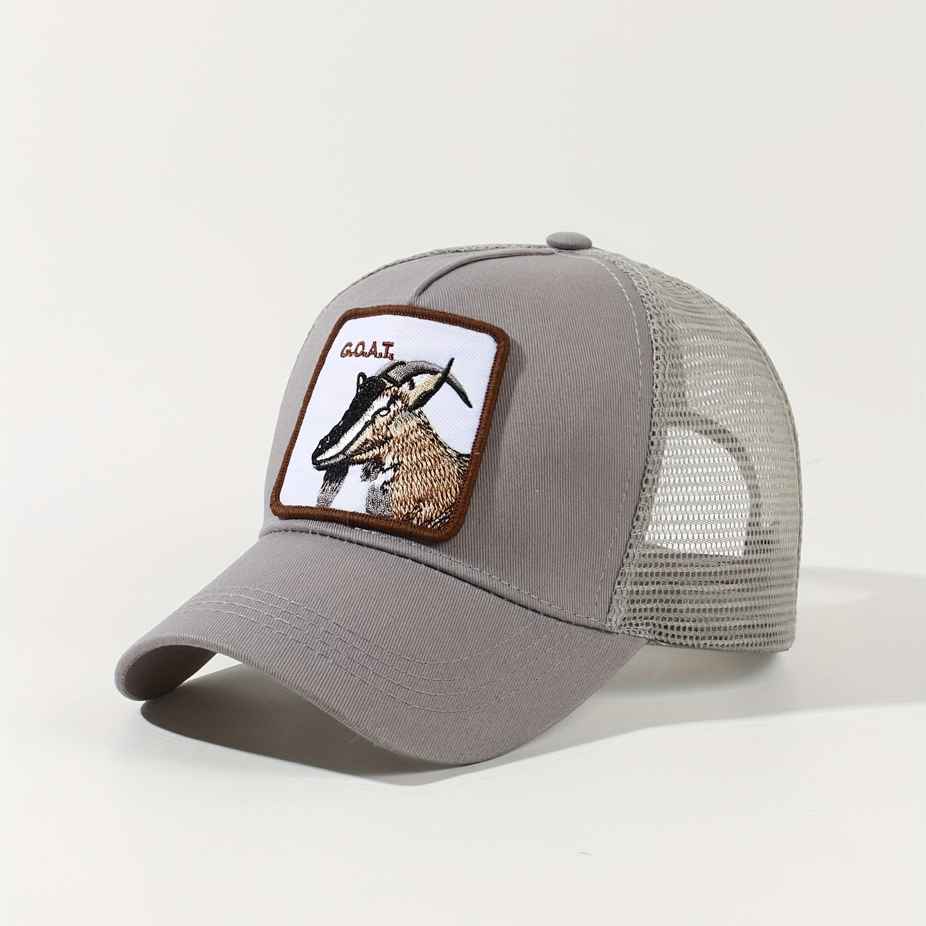 Goat Embroidery Patch Trucker Hat Mesh Breathable Unisex Golf Baseball Cap