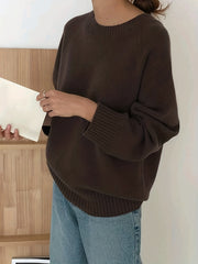  Casual Sweater Women's Plus Solid Raglan Sleeve