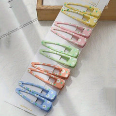 10pcs Floral Print Hair Clip Minimalist Duckbill Hair Pin Headwear