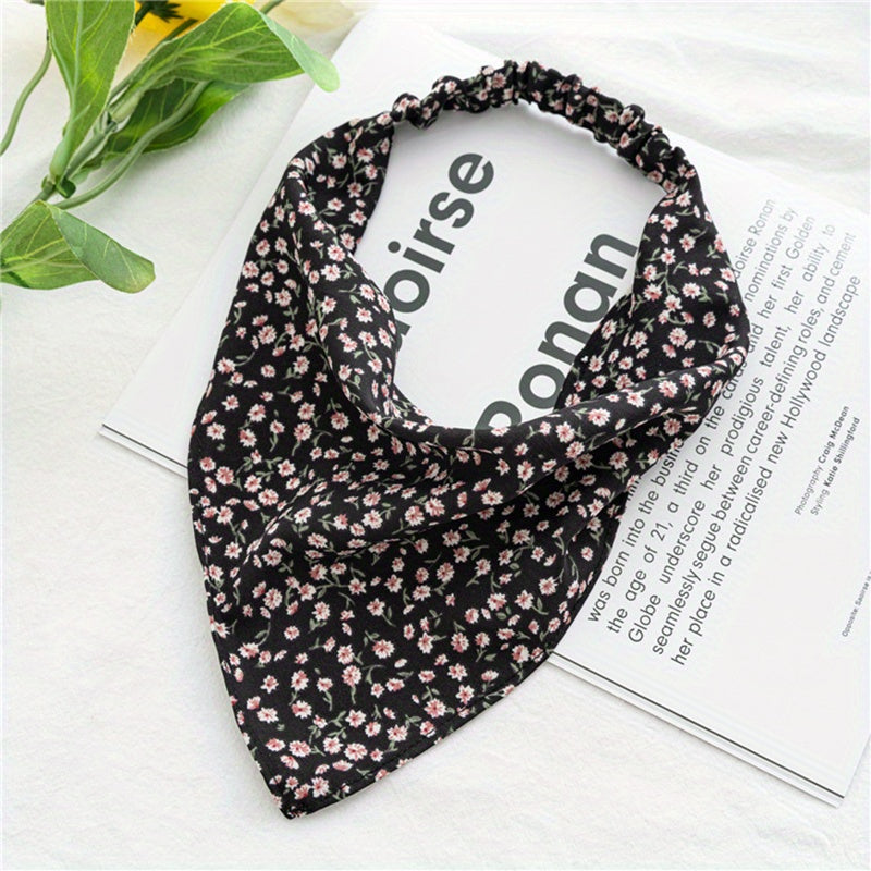 Floral Print Headband Elastic Scarf Hair Accessories For Women Girls