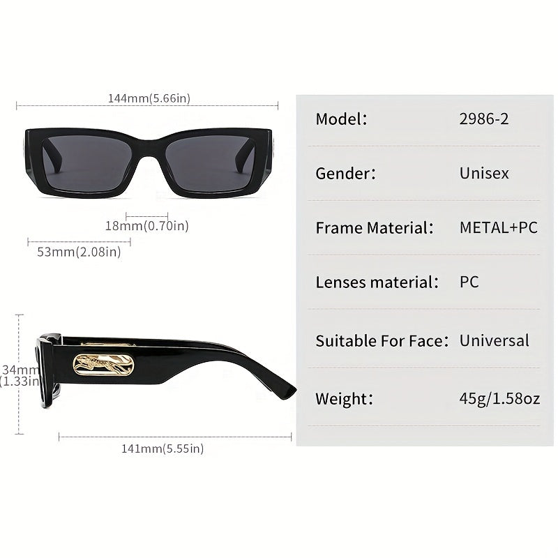 Square Frame Sunglasses Leopard Hollow Temple Eyewear UV400
