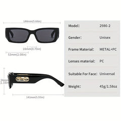 Square Frame Sunglasses Leopard Hollow Temple Eyewear UV400