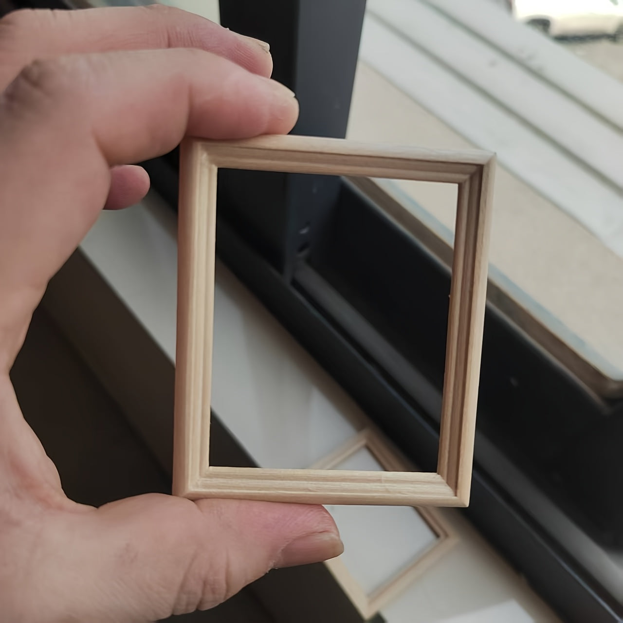 Mini Wooden Photo Frame for Dolls Beige Decor DIY Craft Doll Accessory