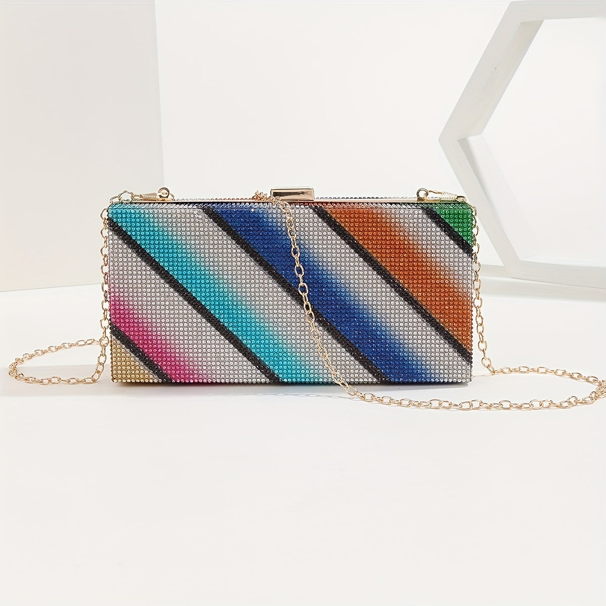 Colorful Rhinestone Square Bag Glitter Satchel Women's Evening Bag