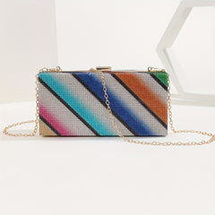 Colorful Rhinestone Square Bag Glitter Satchel Women's Evening Bag