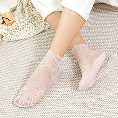 5 Pairs Floral Lace Short Socks Lightweight Stockings & Hosiery