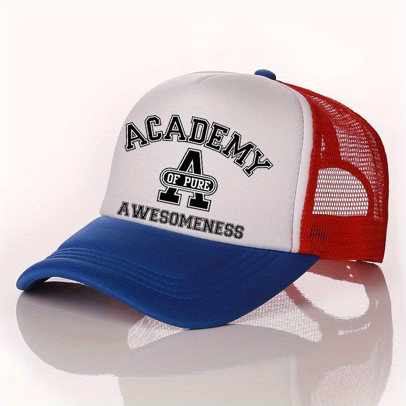 Summer Multicolor Hat Funny ACADEMY AWESOMENESS Letter Print Men's Peaked Cap