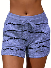  Colorblock Stripe Print Skinny Stretch Leggings Shorts