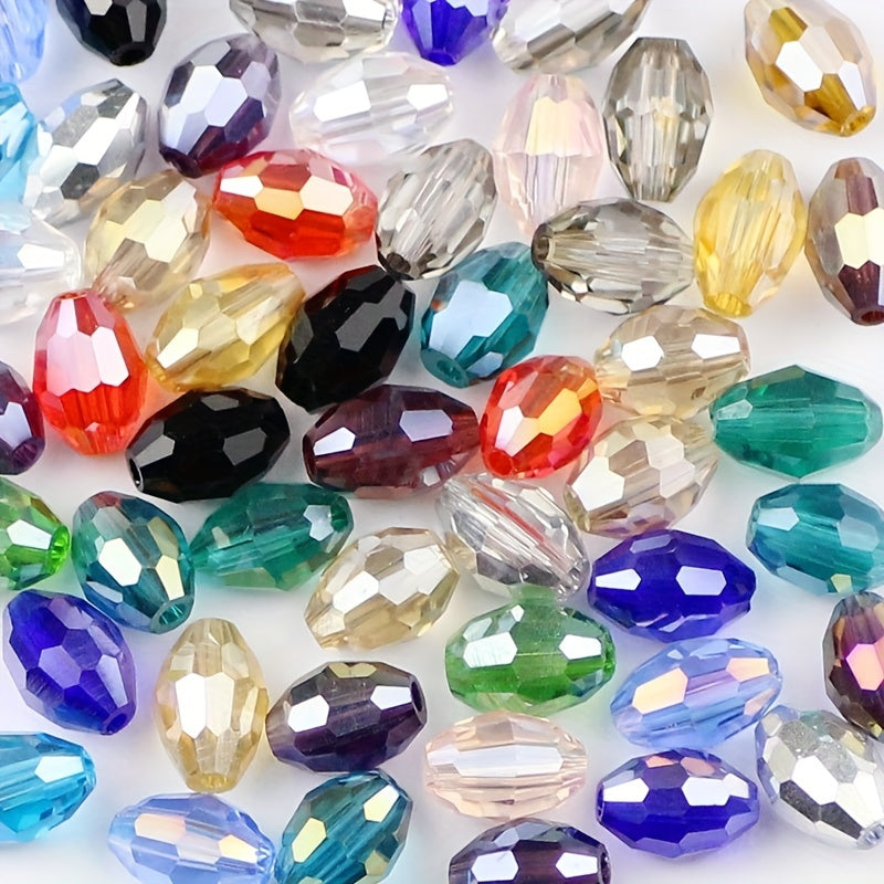 50pcs 6x8mm Colorful Glass Crystal Beads DIY Jewelry Accessories