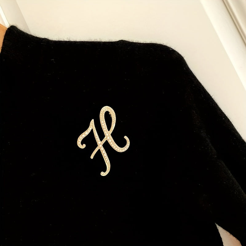 Letter Brooch Alloy Inlaid Diamond Pin Corsage