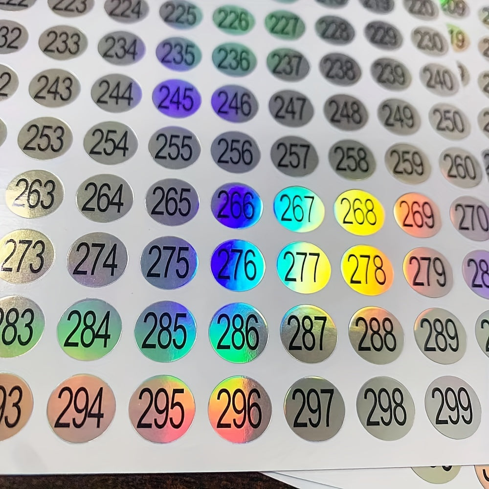 15pcs Mini Number Stickers 1-300 Round Labels Consecutive Number DIY Tool