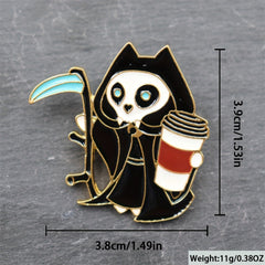 Cartoon Grim Reaper Brooch for Men Backpack Collar Jewelry
