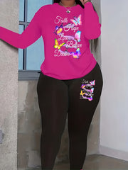  Casual Outfits Butterfly Print Top & Leggings Set