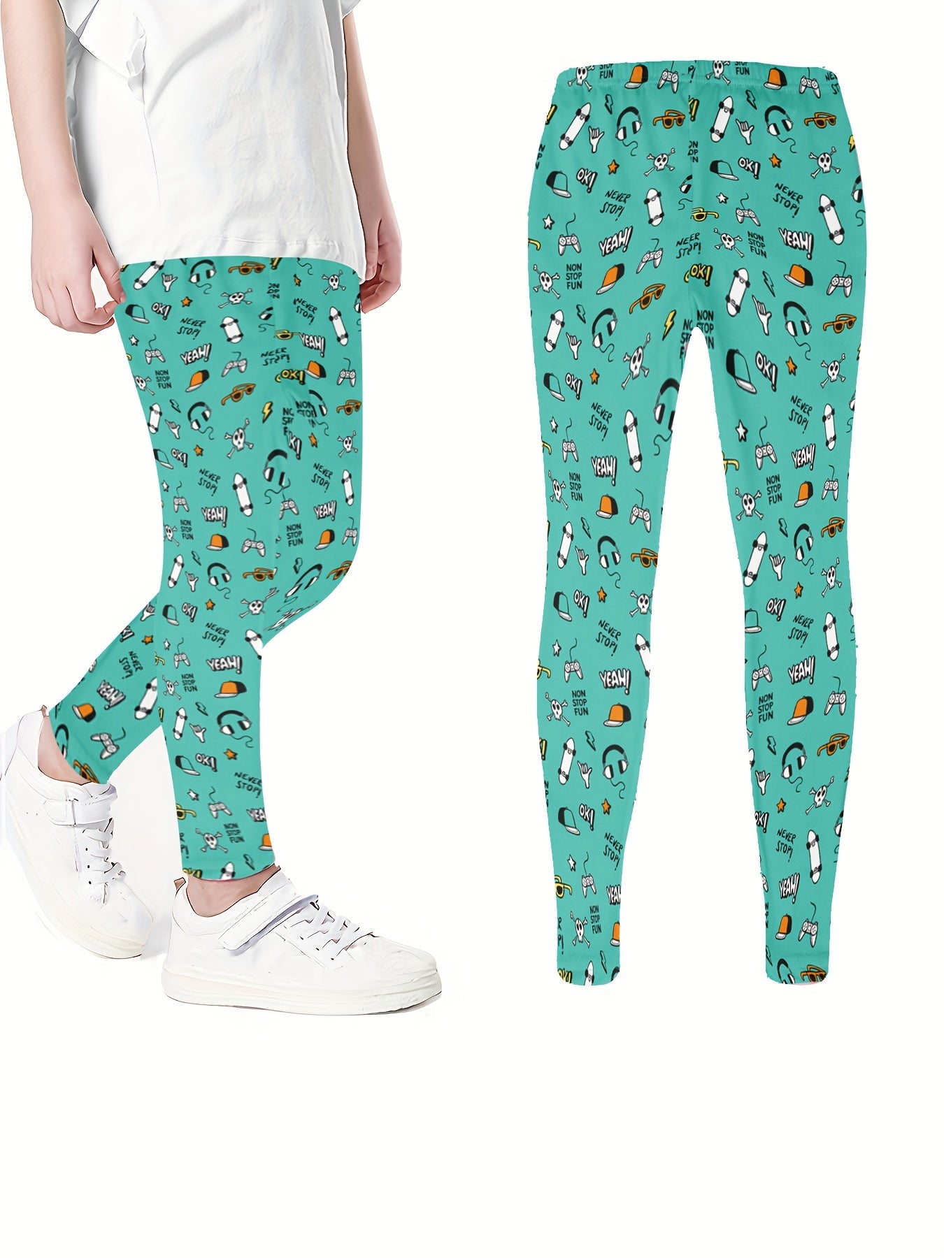 Girls Cartoon Unicorn Print Stretch Soft Leggings Elastic Waist Pants