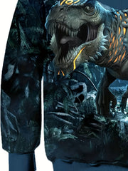 Dino Skeleton 3D Print Kid's Hoodie Halloween Style Long Sleeve Top